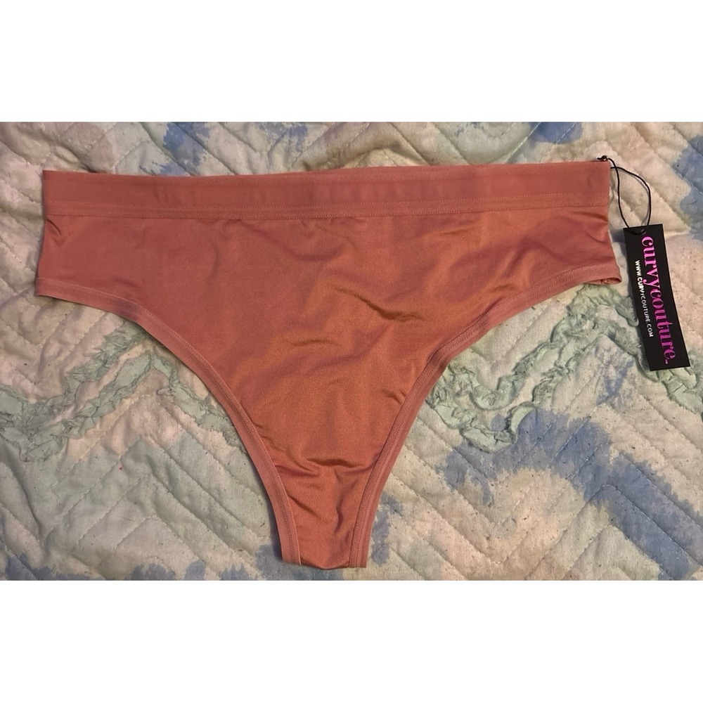 NEW Curvy Couture Micro Thong Panties in Desert Rose, Small